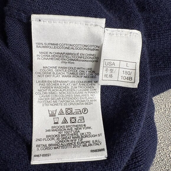 Brooks Brothers Button Up Color Block Cardigan Navy Blue Large Quiet Luxury - Picture 8 of 13